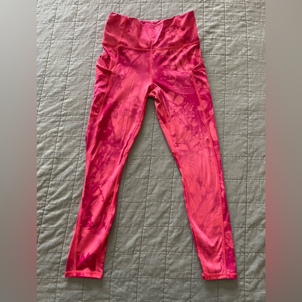 Fabletics Size Small Pink Tye-Dye Leggings with Pockets